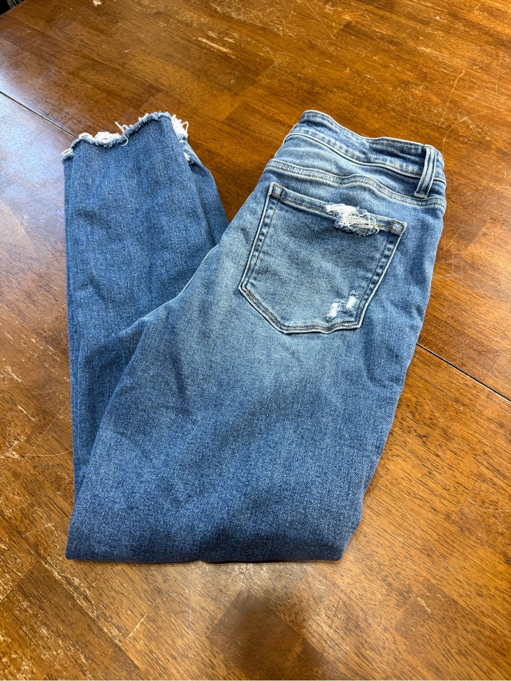 Flying Monkey Women’s Distressed Slim Jeans in Medium Blue